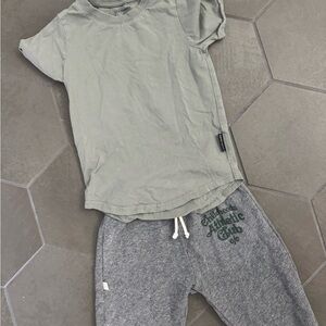 Green Tee and Gray Sweatpants Set